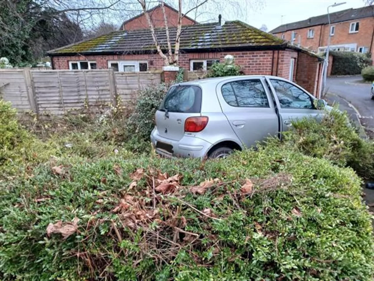 Car leaves road before crashing into bush in Telford - driver had no licence or insurance