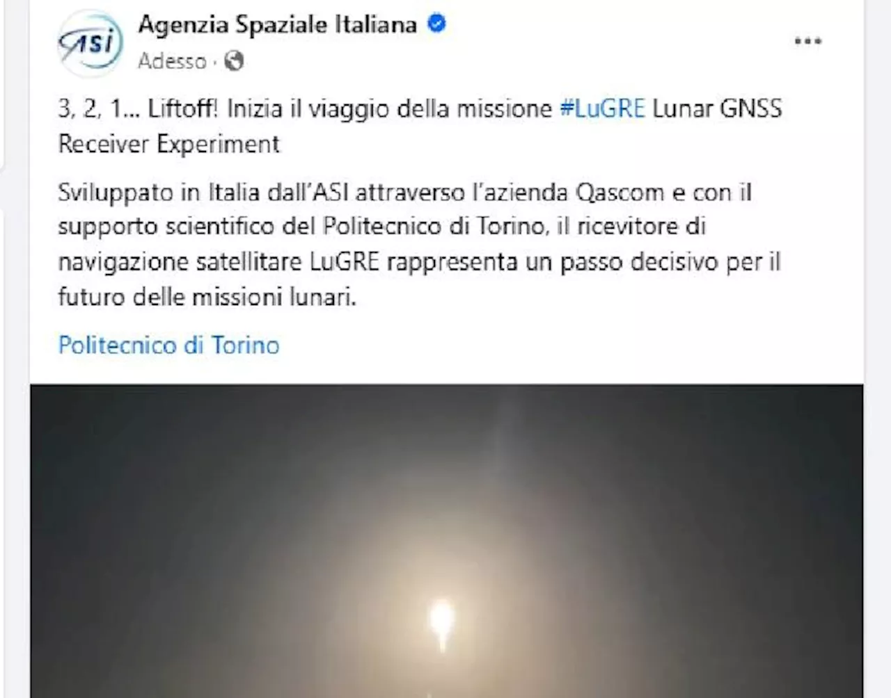 Luna, è iniziato il viaggio di LuGRE