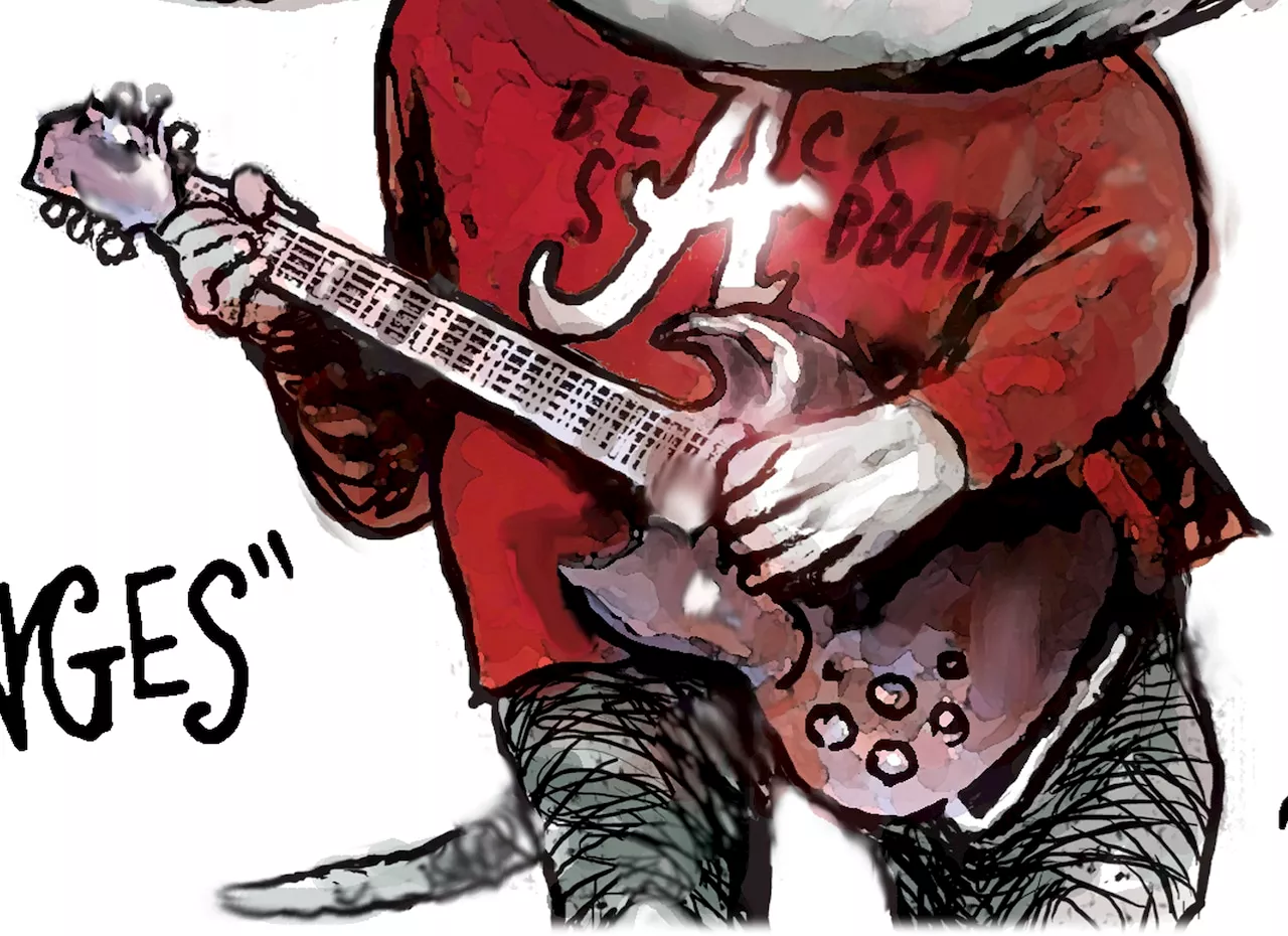 Big AL Strums Tony Iommi's Guitar in Gloomy Alabama Football Mood