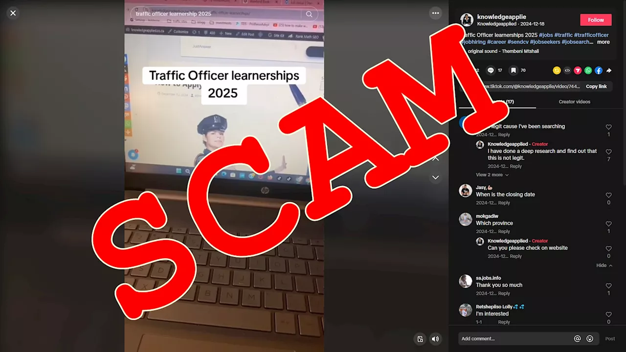 RTMC Warns of Fake Job Advertisements on TikTok