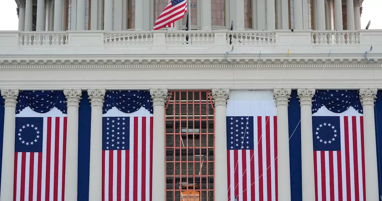 Bandeiras no Capitólio Hasteadas no Dia da Tomada de Posse de Donald Trump