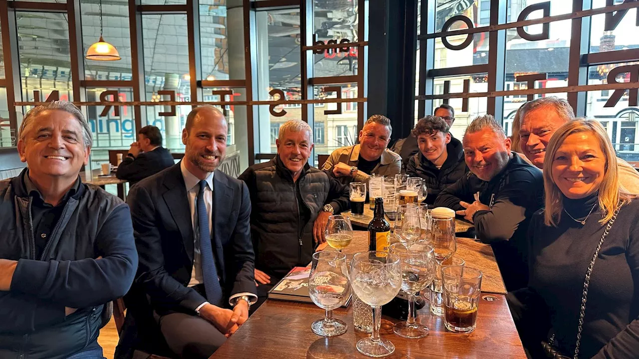 Prince William enjoys pint with fellow Aston Villa fans in Wetherspoons ahead of Everton match