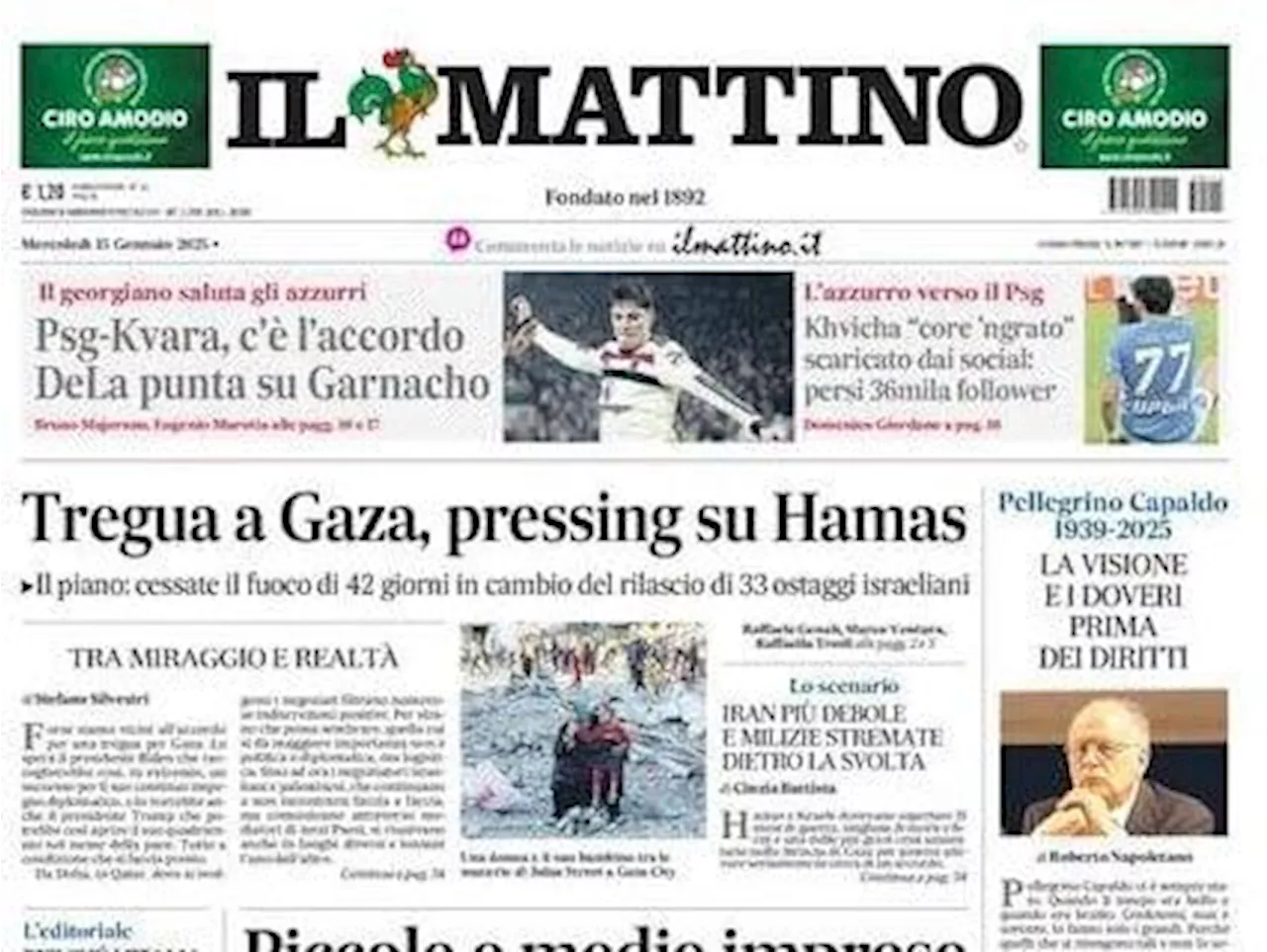 Il Mattino in prima pagina: 'Accordo tra Kvara e PSG: il Napoli ora punta Garnacho'