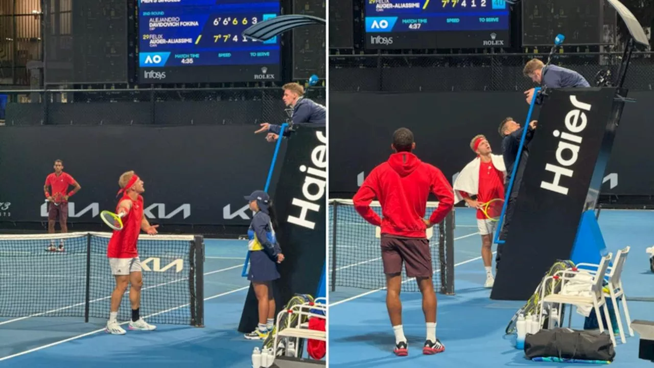 Alejandro Davidovich Fokina momentarily stops playing after time violation against Felix Auger-Aliassime