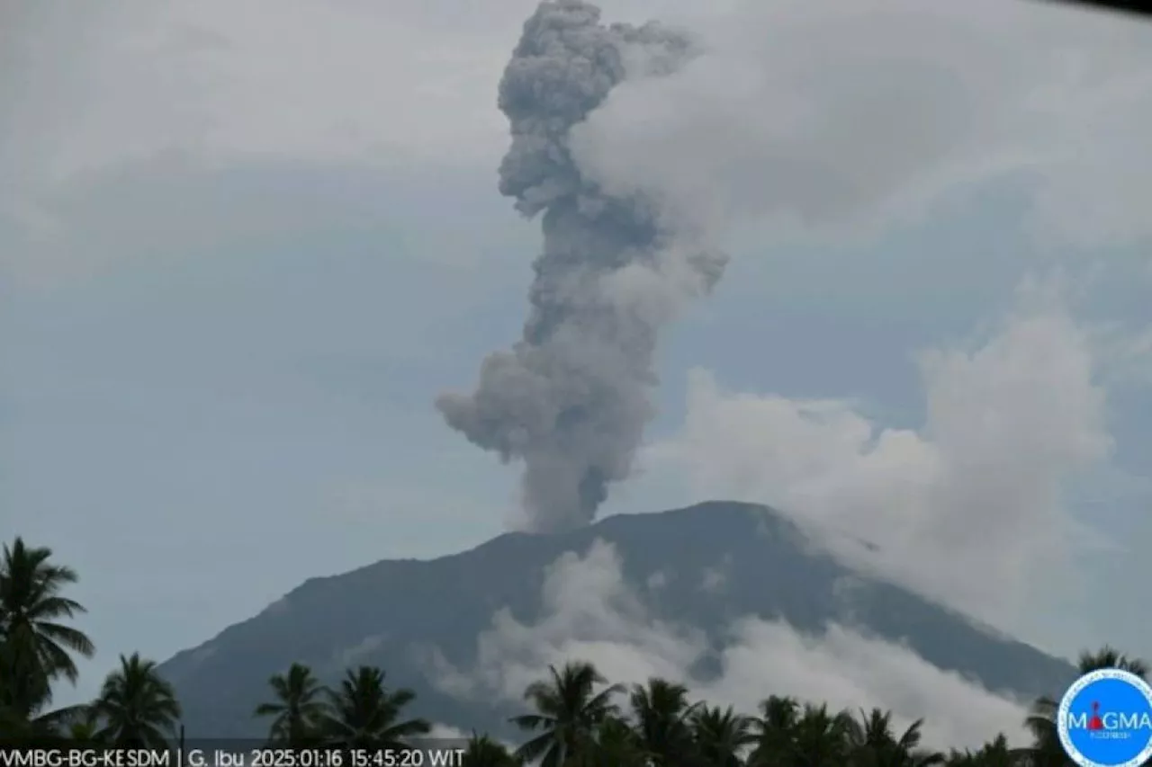 Gunung Ibu semburkan abu vulkanik setinggi 1.500 meter