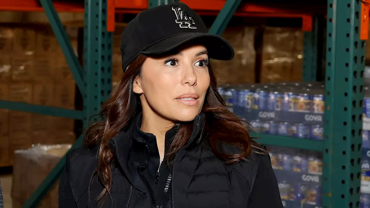 Eva Longoria comforts volunteers as she helps clean up debris amid LA fires after donating $1million...