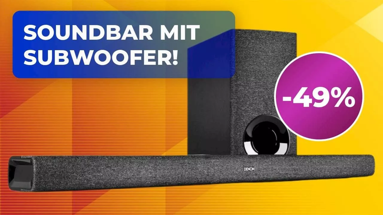 Denon Soundbar mit Subwoofer jetzt um die Hälfte reduziert bei Amazon