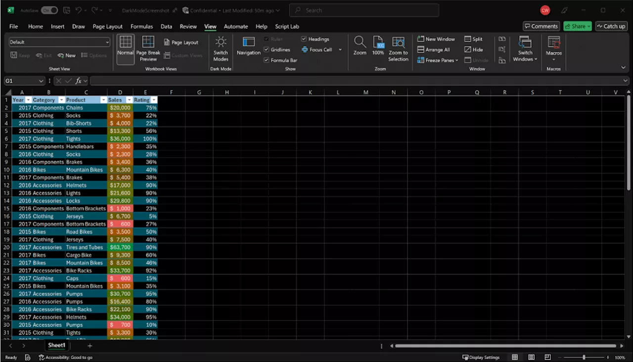 Microsoft: Excel für Windows bekommt einen richtigen Dark Mode