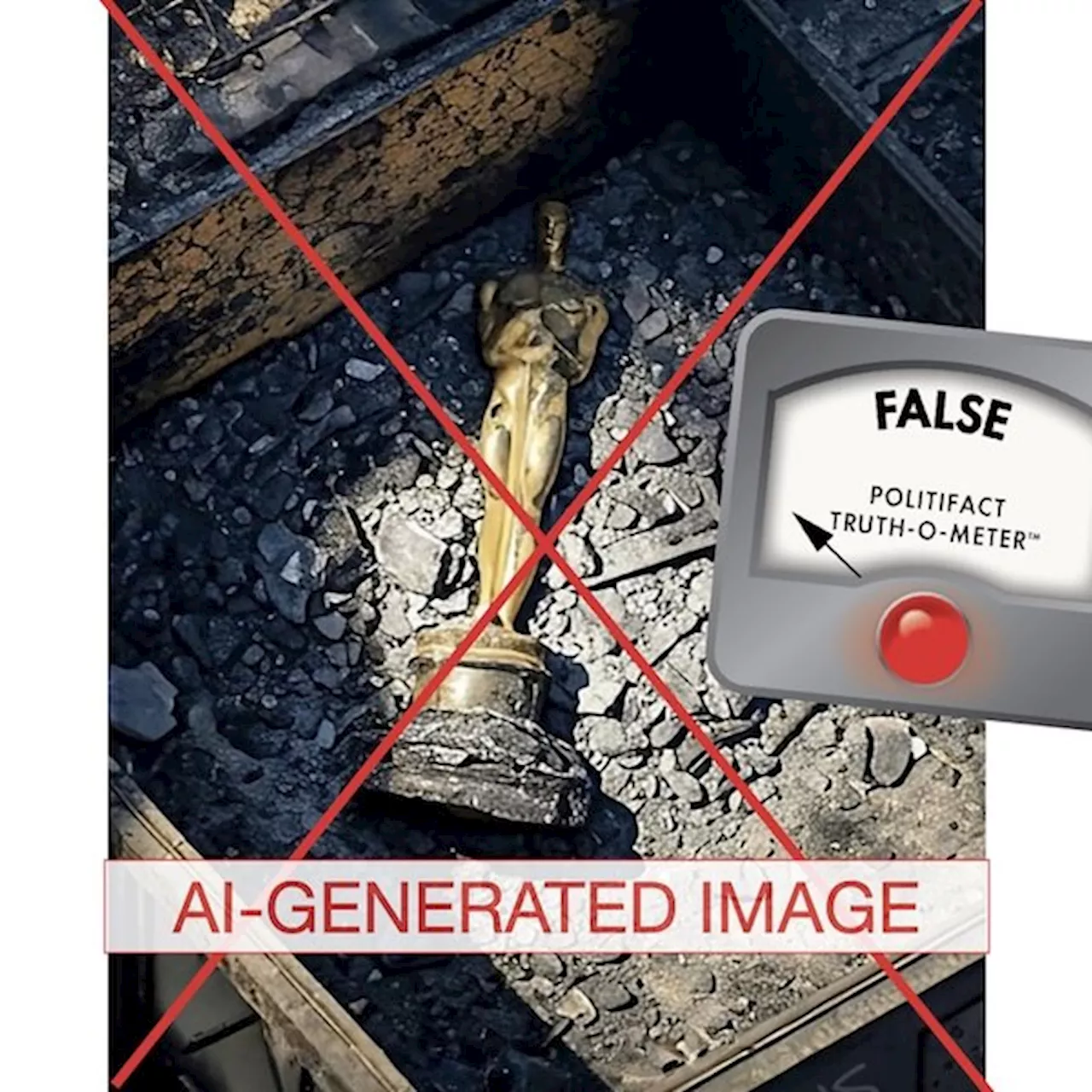 Debunked: Image of Burned Oscar Amidst Wildfire Debris is AI-Generated