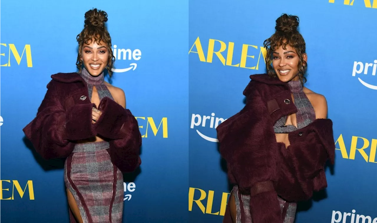 Meagan Good Embraces Monochromatic Burgundy Trend at 'Harlem' Premiere