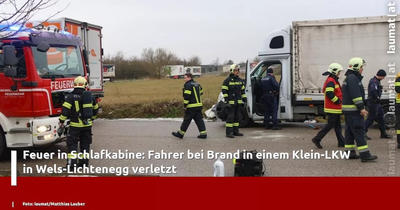 Feuer in Schlafkabine: Fahrer bei Brand in einem Klein-LKW in Wels-Lichtenegg verletzt