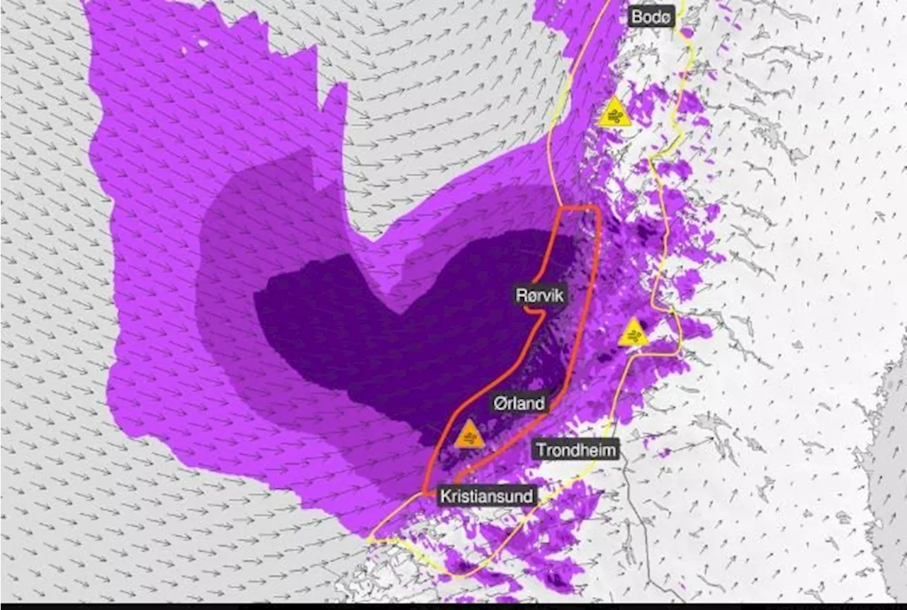 Farevarsel for ekstrem vind i deler av Norge