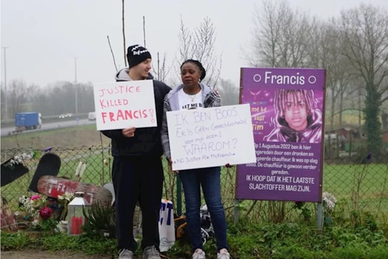 Moeder en beste vriend van Francis (16) protesteren tegen lichtere straf voor zijn doodrijder: “Er is geen ger