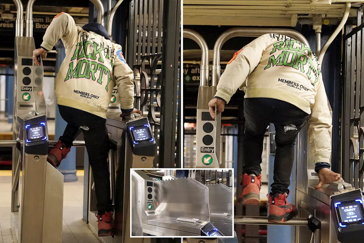 NYC fare evader vaults over MTA's new turnstile spikes at subway station less than 36 hours after installation: 'Don't give a f--k'