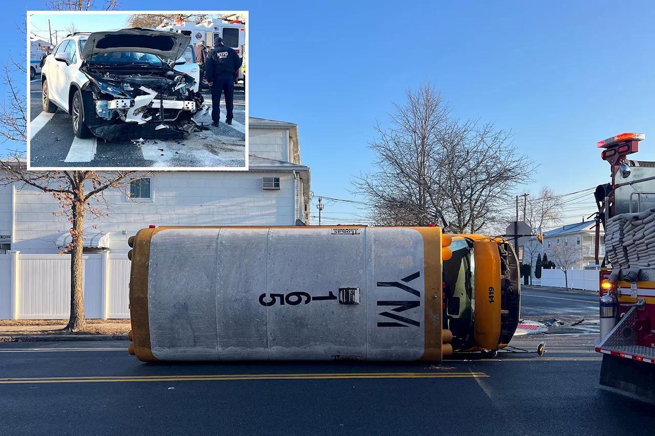 Staten Island School Bus Overturns After Lexus Runs Red Light, Injures 11 Children