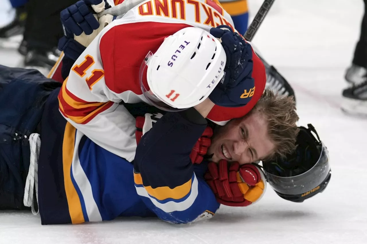 Brayden Schenn scores twice in the Blues' 4-1 victory over the Flames