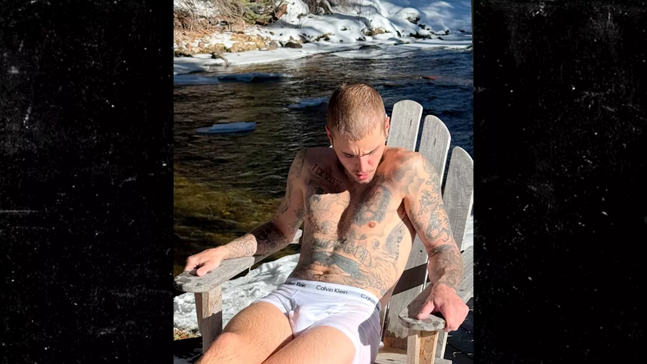 Justin Bieber Strips Down to His Calvin Klein Briefs in Snowy Getaway