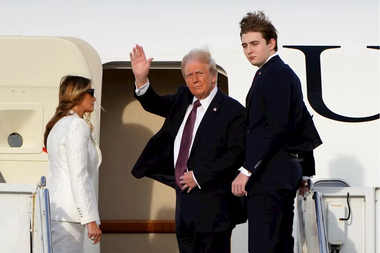 Donald Trump, rumbo a Washington; Melania y su hijo Barron lo acompañan