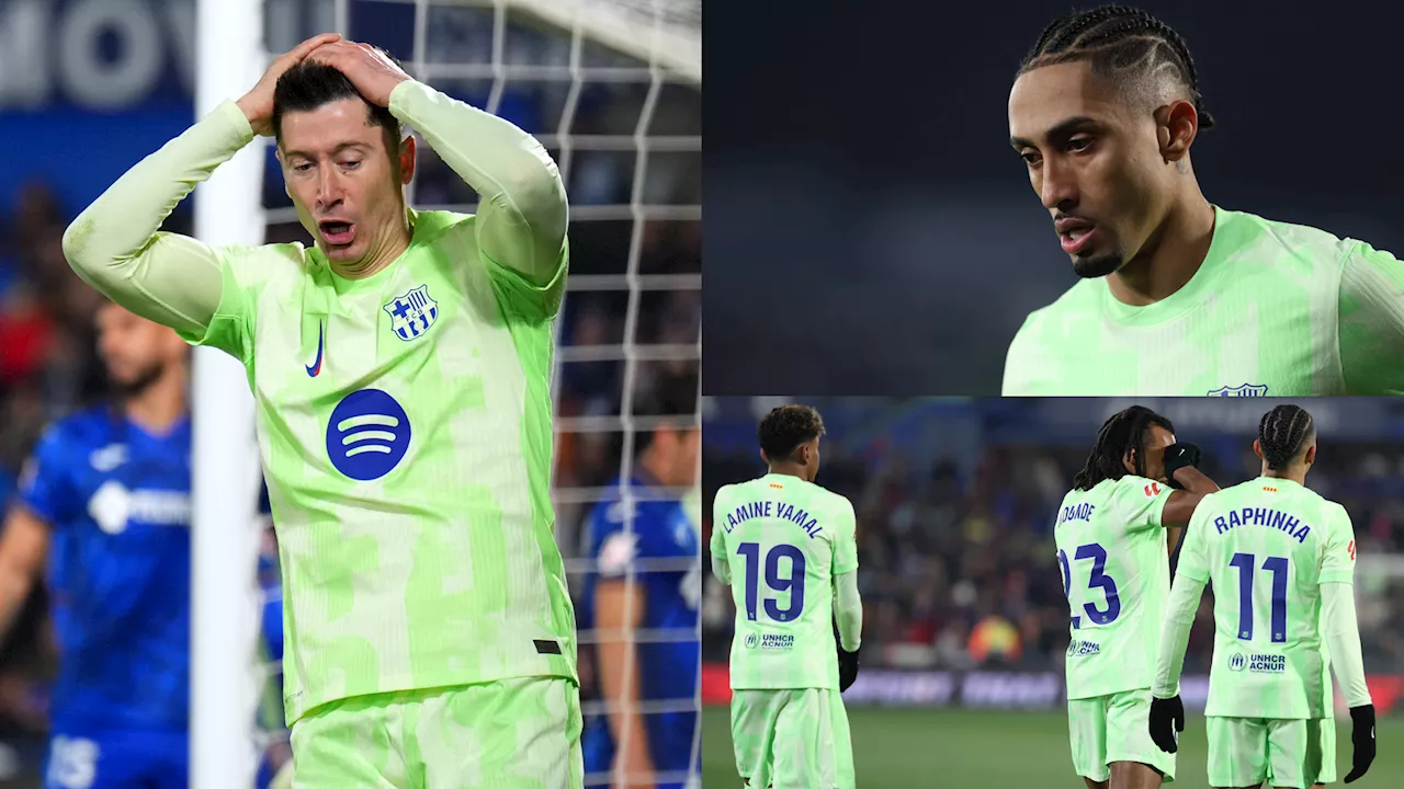 Barcelona player ratings vs Getafe: Where did Robert Lewandowski go? Striker disappears and Raphinha and Lamine Yamal misfire as Hansi Flick's side fail to capitalize on Atletico slip-up