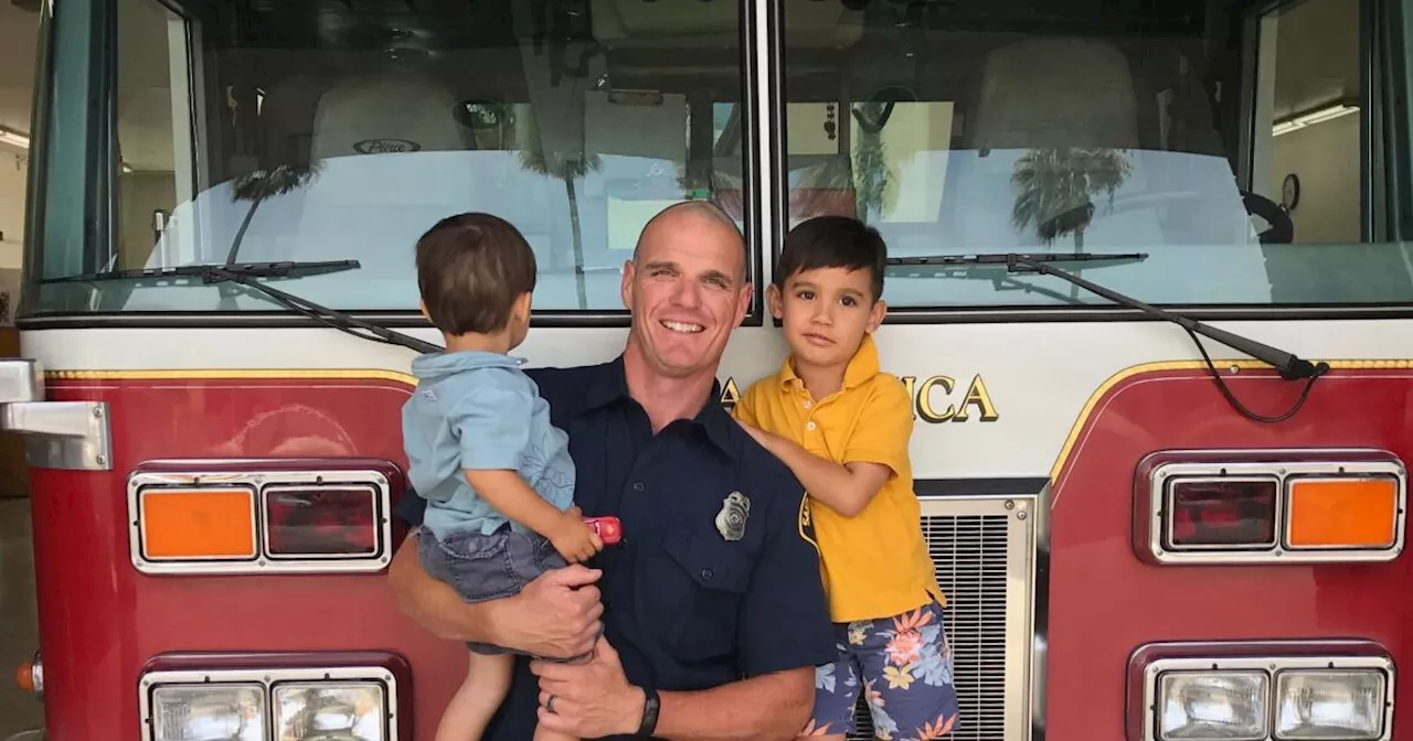 A California fifth grader interviews his firefighter father