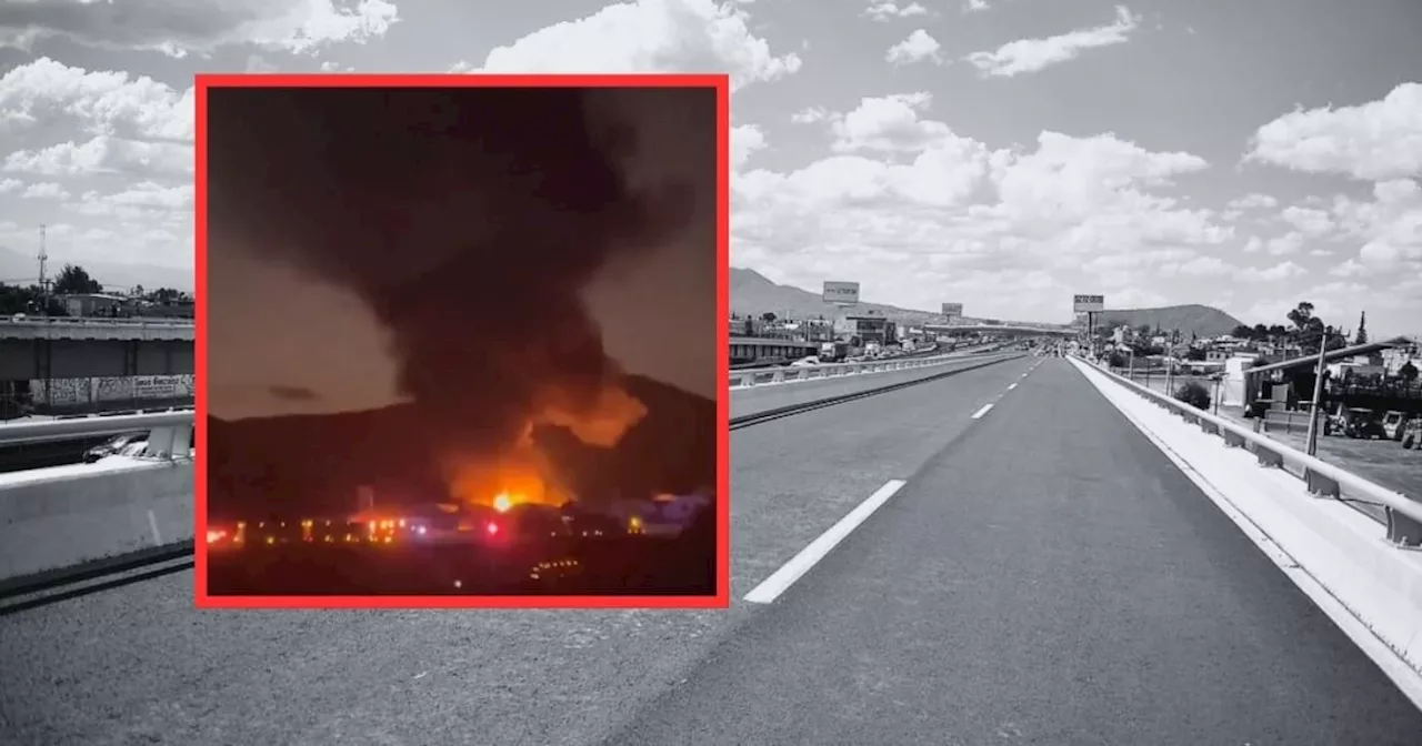 Tráfico intenso en la autopista México-Querétaro por incendio en ducto de gas