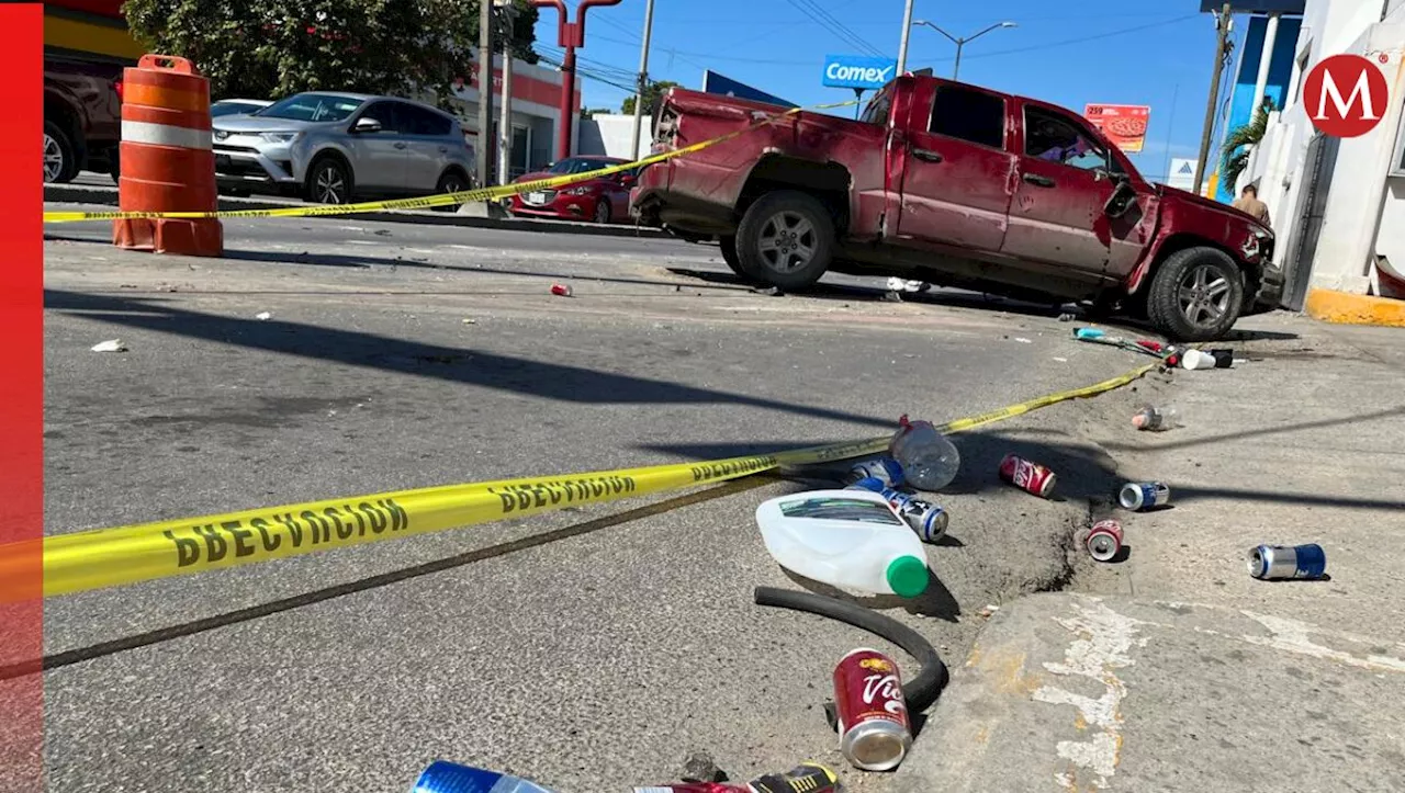 Vuelca camioneta en avenida Hidalgo de Tampico; una mujer resultó lesionada