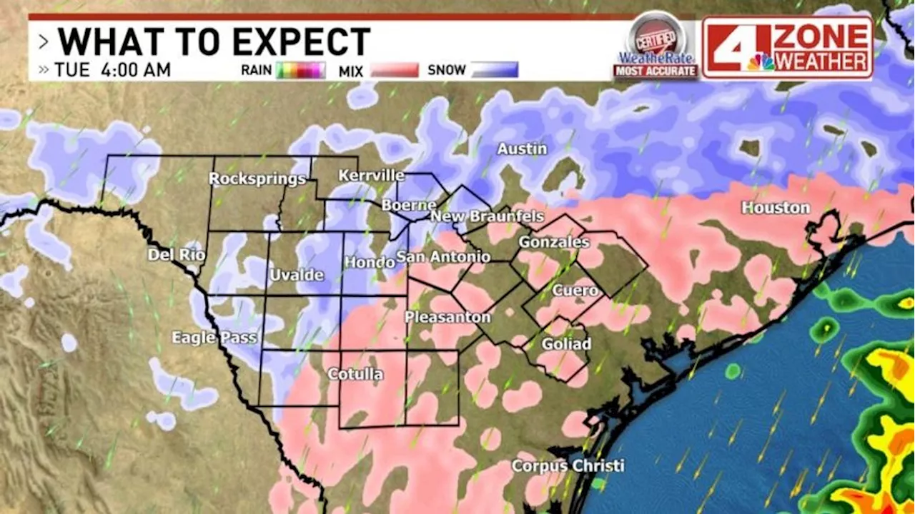 Icy mix and snow to hit San Antonio, causing slick roads for Tuesday morning commute