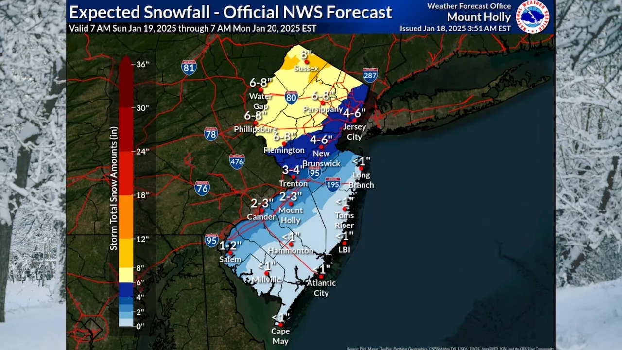 Heavy Snow Expected in Northern New Jersey Sunday