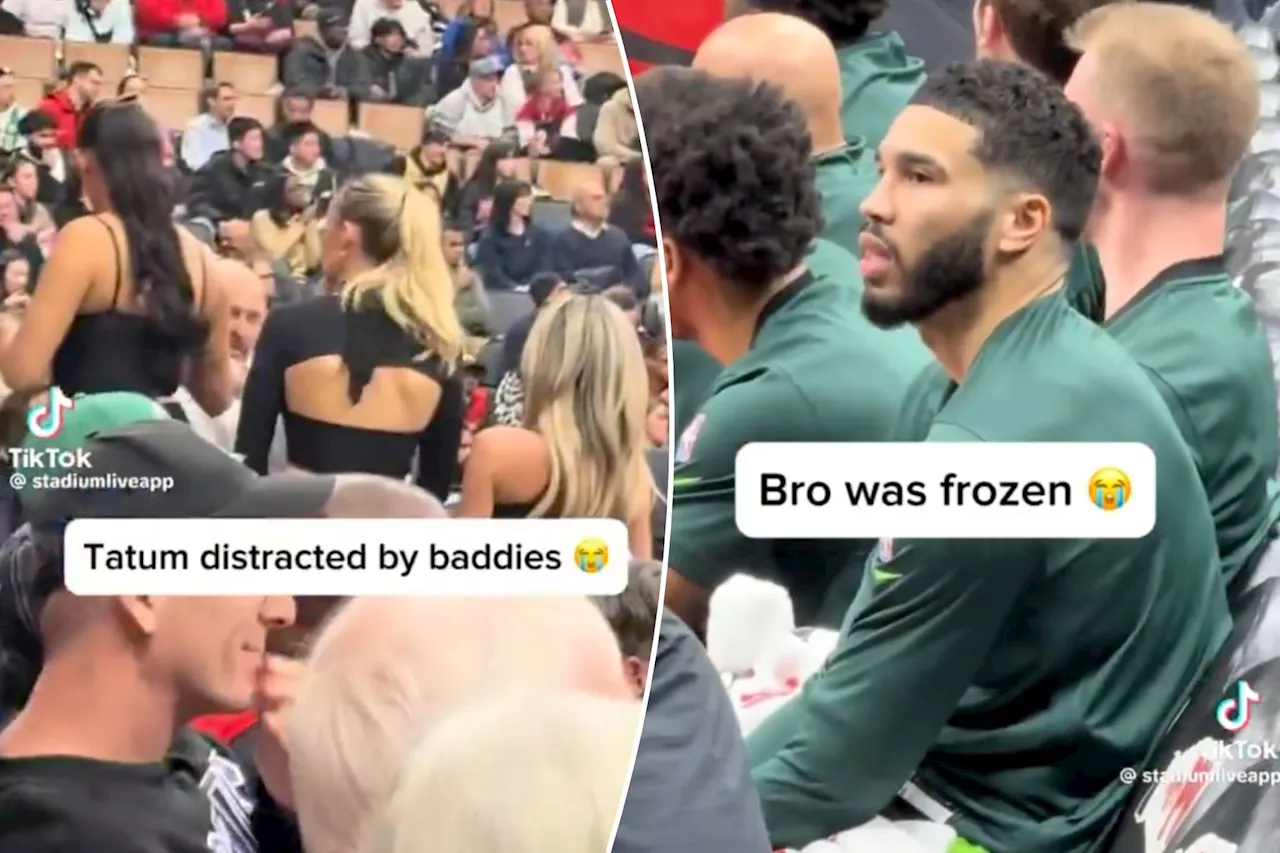 Jayson Tatum seemingly caught staring at women in stands during stunning Celtics' loss in viral video