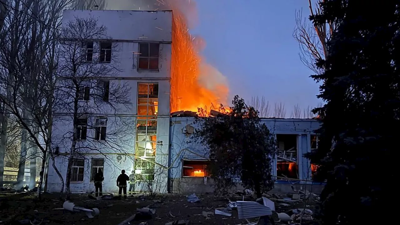 Drone strike sparks fire at Russian oil depot as four killed in Kyiv attack