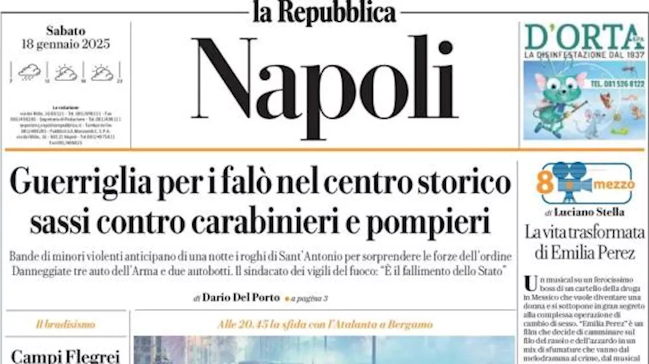 La Repubblica Napoli: 'Tremila tifosi a Capodichino per spingere il Napoli capolista'