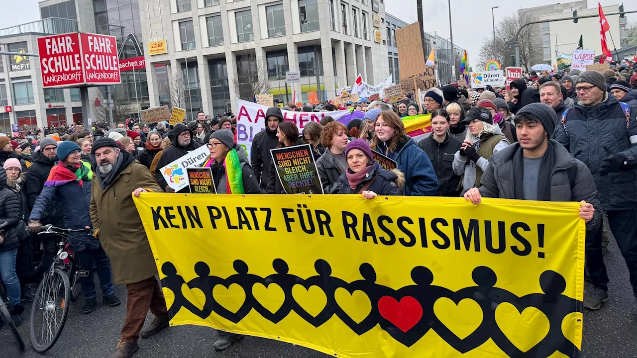 Aachen: Kleinere Demo gegen Linksextremismus, Tausende bei Gegendemonstrationen