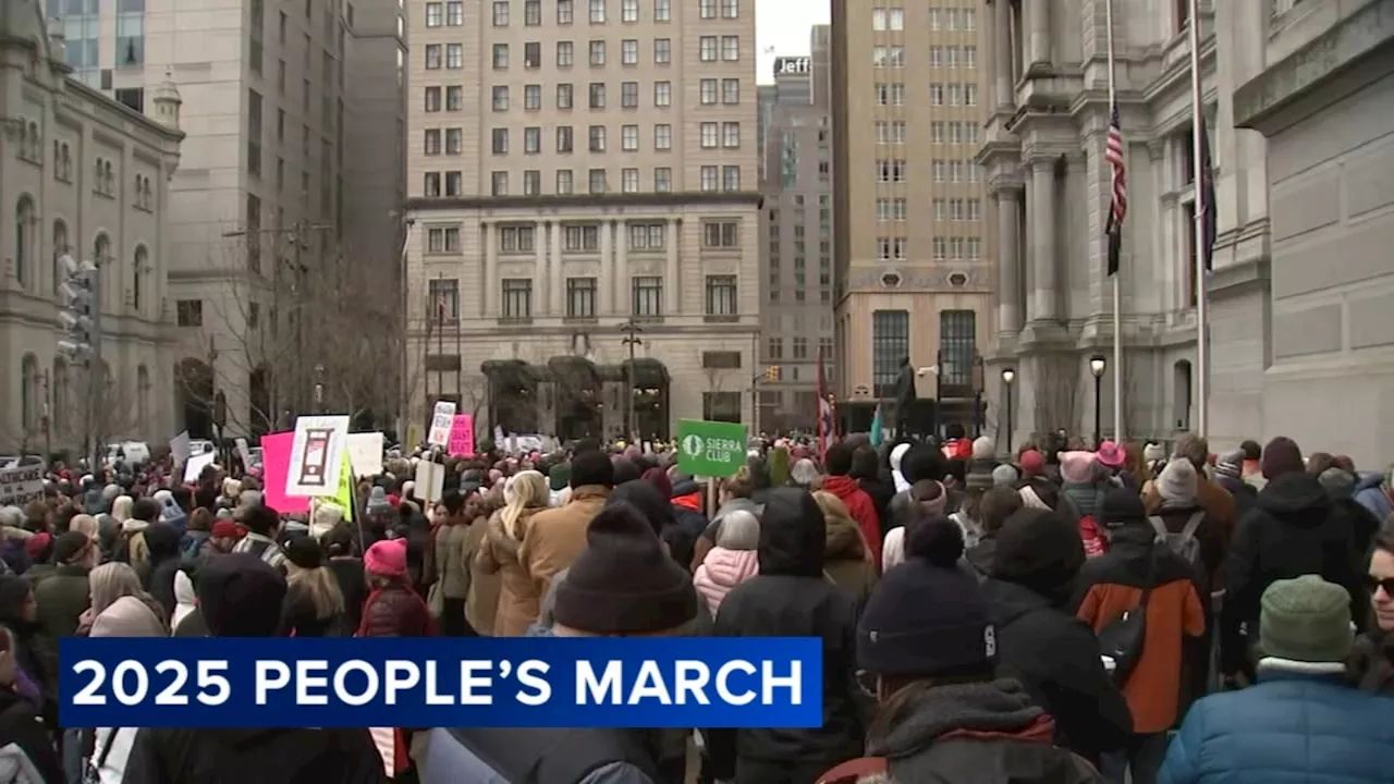 Hundreds of People's March demonstrators rally in Philadelphia