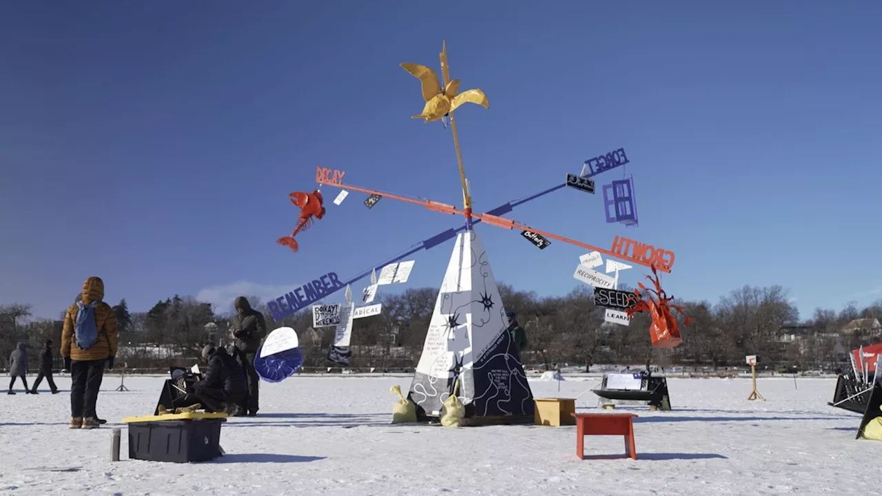 Thousands enjoy art on a frozen Minneapolis lake despite bone-chilling temperatures