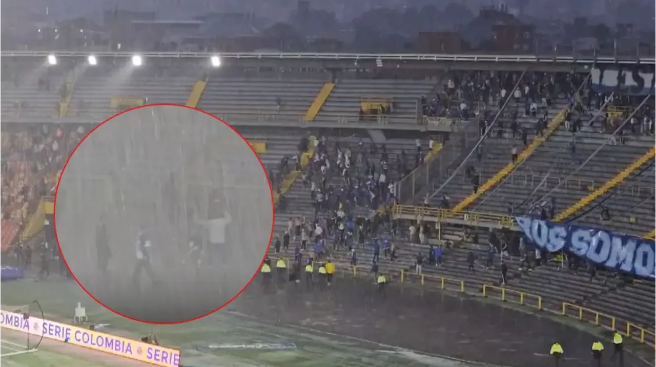 Video: pelea entre hinchas de Millonarios y del América en plena granizada en El Campín