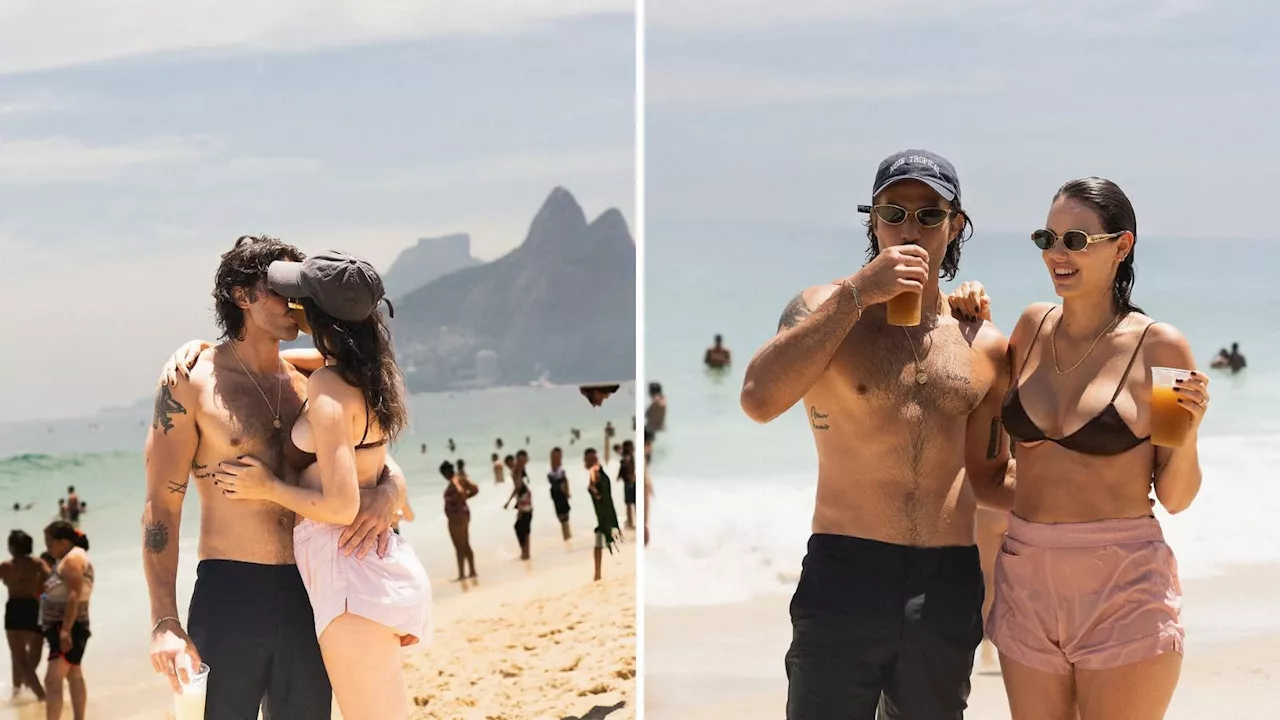 Chay Suede curte dia de praia com a família: “Meus amores”