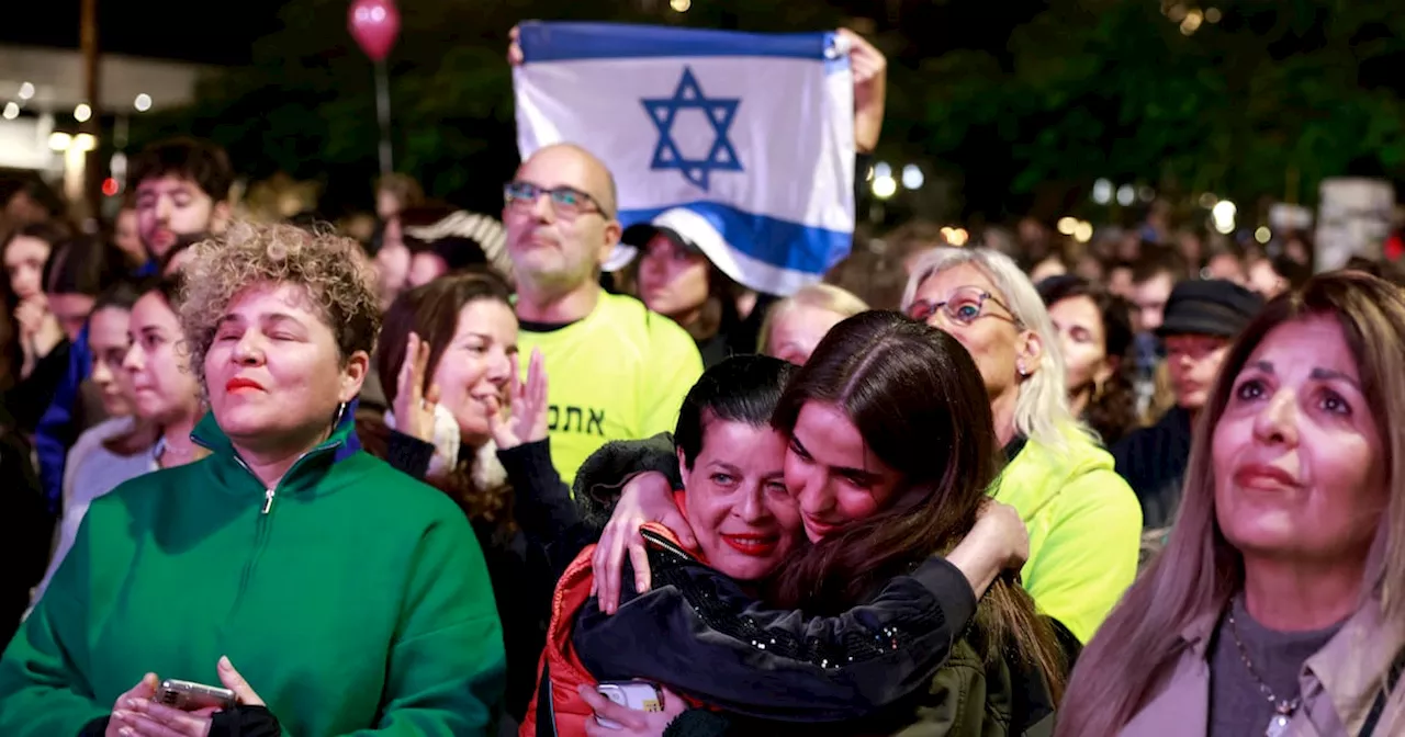 Thousands gather in Tel Aviv to celebrate as release of Israeli hostages begins following ceasefire