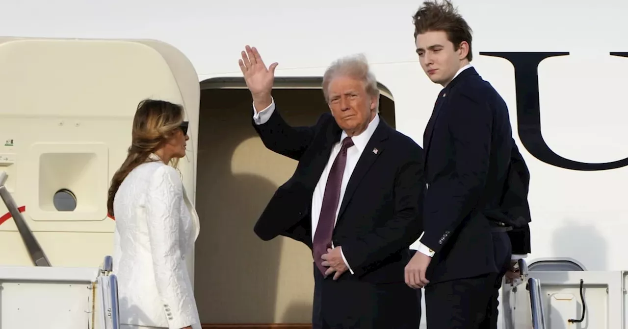 Trump viaja a Washington para toma de posesión; lo acompañan Melania y su hijo Barron