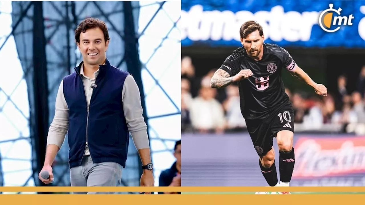 Checo Pérez y Lionel Messi se toman una foto tras el juego contra el América