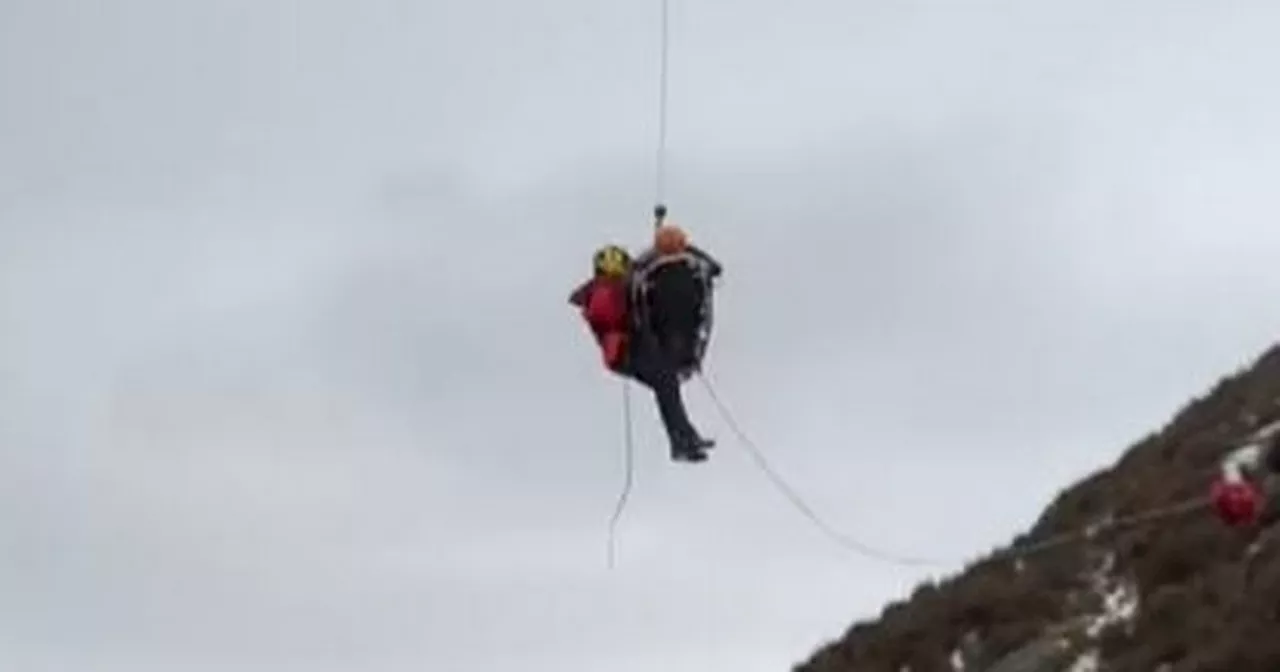 Moment helicopter and rescue teams called to Dovestones to help injured man