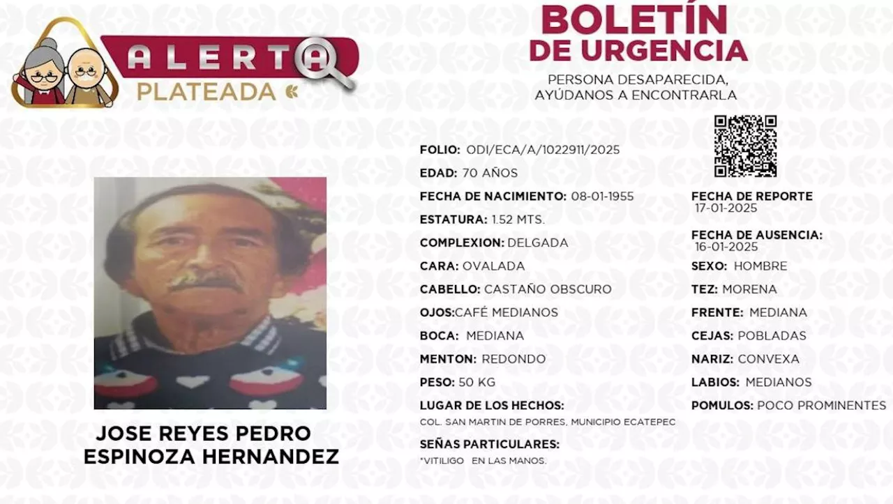 Localizan a adulto de 70 años extraviado en Ecatepec