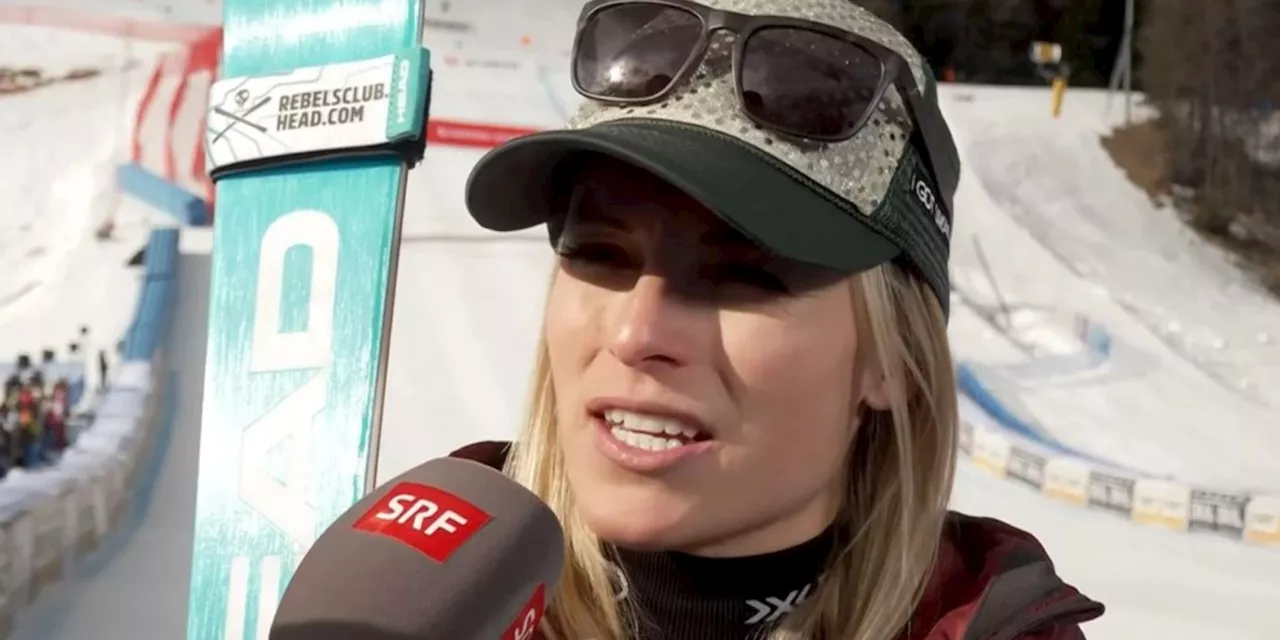 Lara Gut-Behrami und Corinne Suter auf Super-G-Podest in Cortina