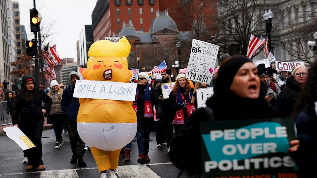 Weer anti-Trumpmars in Washington maar nu geen volle pleinen: 'Er is vermoeidheid'