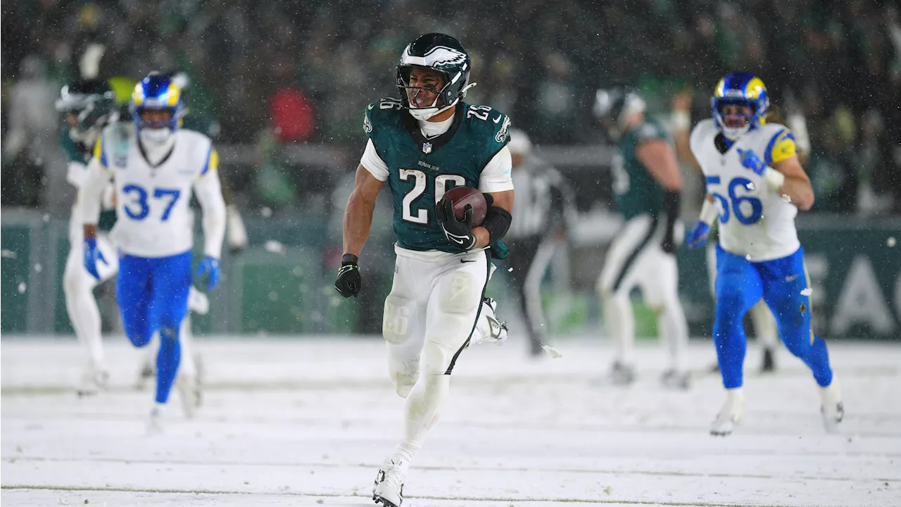 Barkley runs for two TDs as Eagles advance to NFC title game with win over Rams