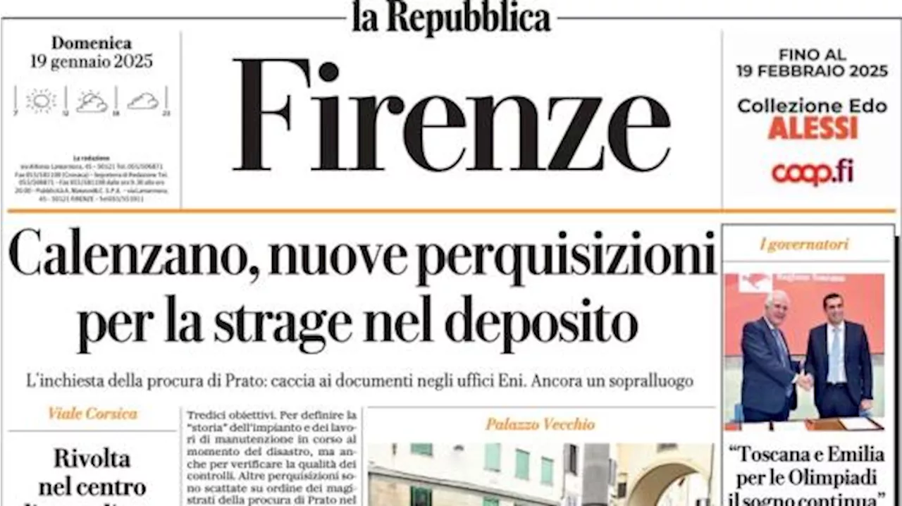 L'apertura di Repubblica (ed. Firenze): 'Viola, con il Torino operazione riscatto'