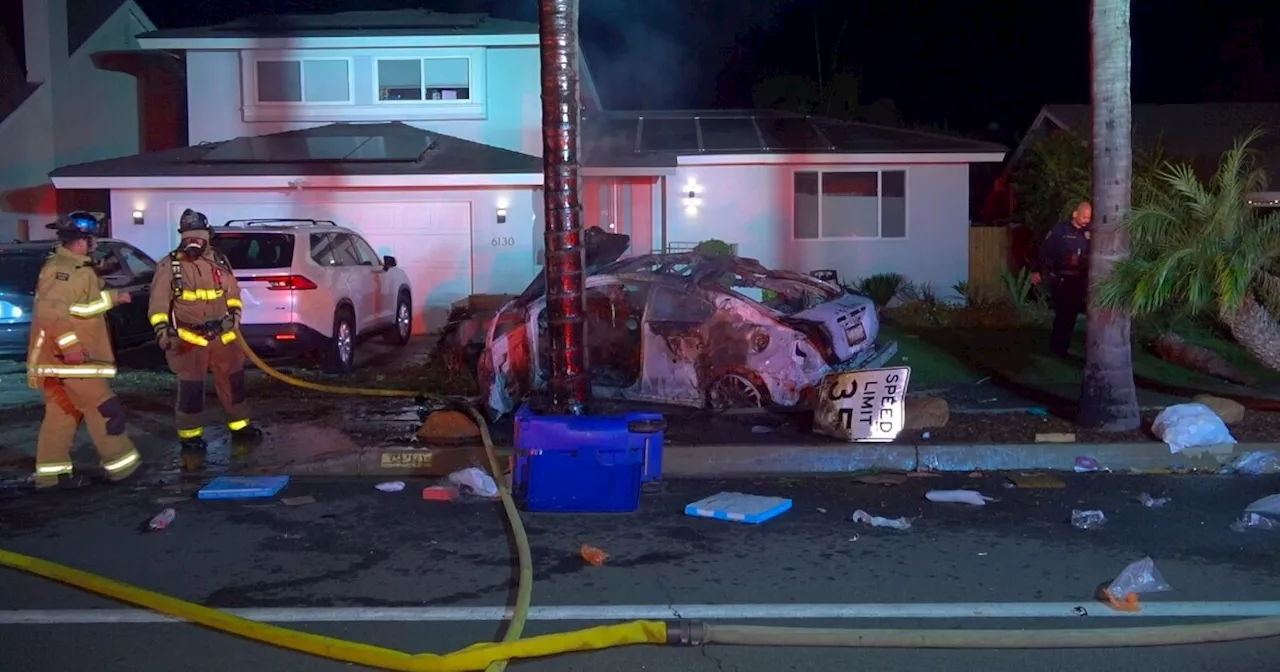 La Mesa Homeowner Witnesses Car Crash, Fire in His Yard