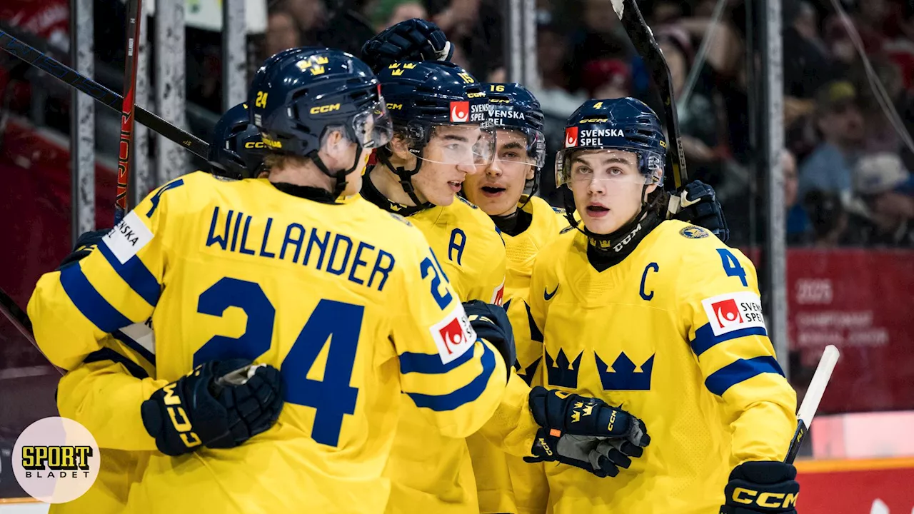 Juniorkronorna i VM-semifinal efter nervös seger mot Lettland