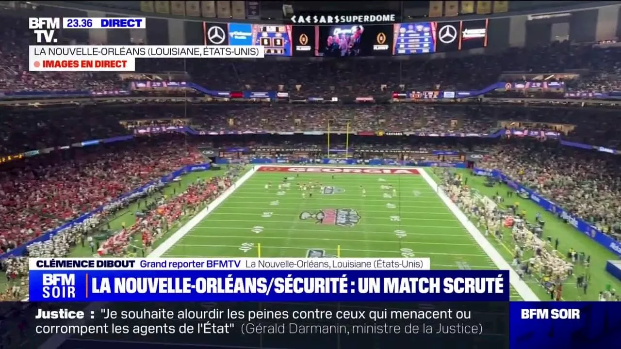 La Nouvelle-Orléans: BFMTV au Sugar Bowl, match universitaire de football américain, maintenu sous sécurité maximale