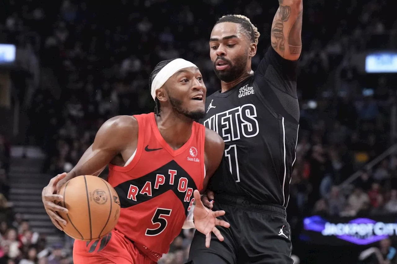 Quickley leads Raptors to 130-113 win over Nets, snapping 11-game skid