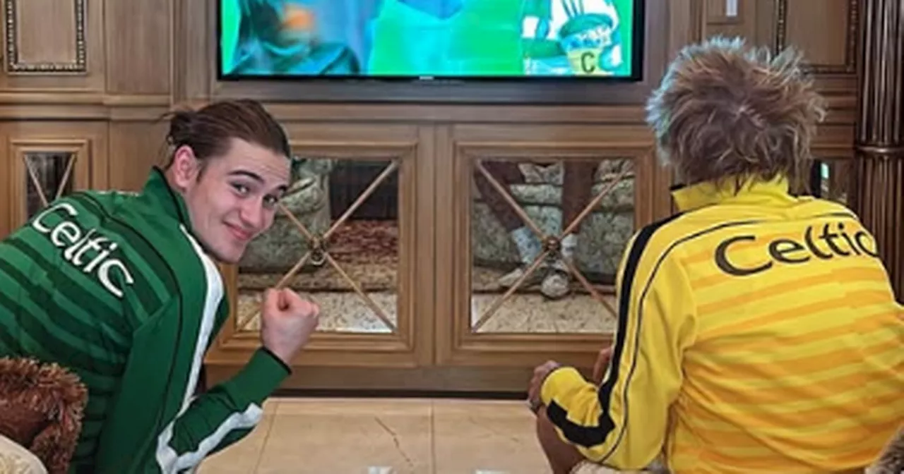 Rod Stewart watches Celtic's loss to Rangers from home with son Alastair